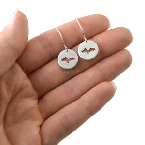 Mini Upper Peninsula Earrings - Silver Earrings   1207 - handmade by Beth Millner Jewelry
