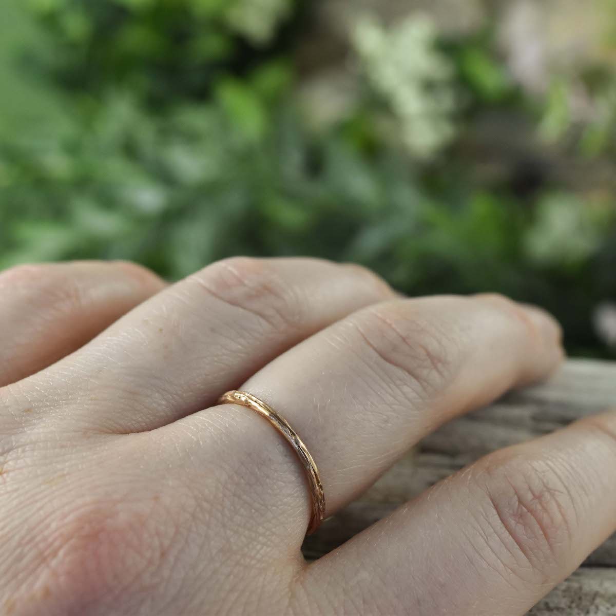Narrow Gold Twig Ring - your choice of gold - Wedding Ring  14K Rose Gold  14K Yellow Gold 3168 - handmade by Beth Millner Jewelry