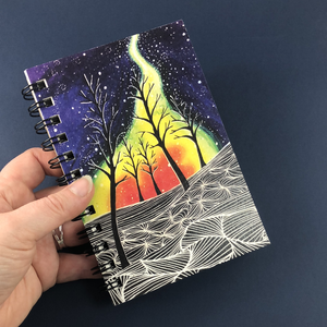 Northern Lights Forest Hemp Sketchbook - Tree Planted with Purchase - Artisan Goods   5511 - handmade by Beth Millner Jewelry