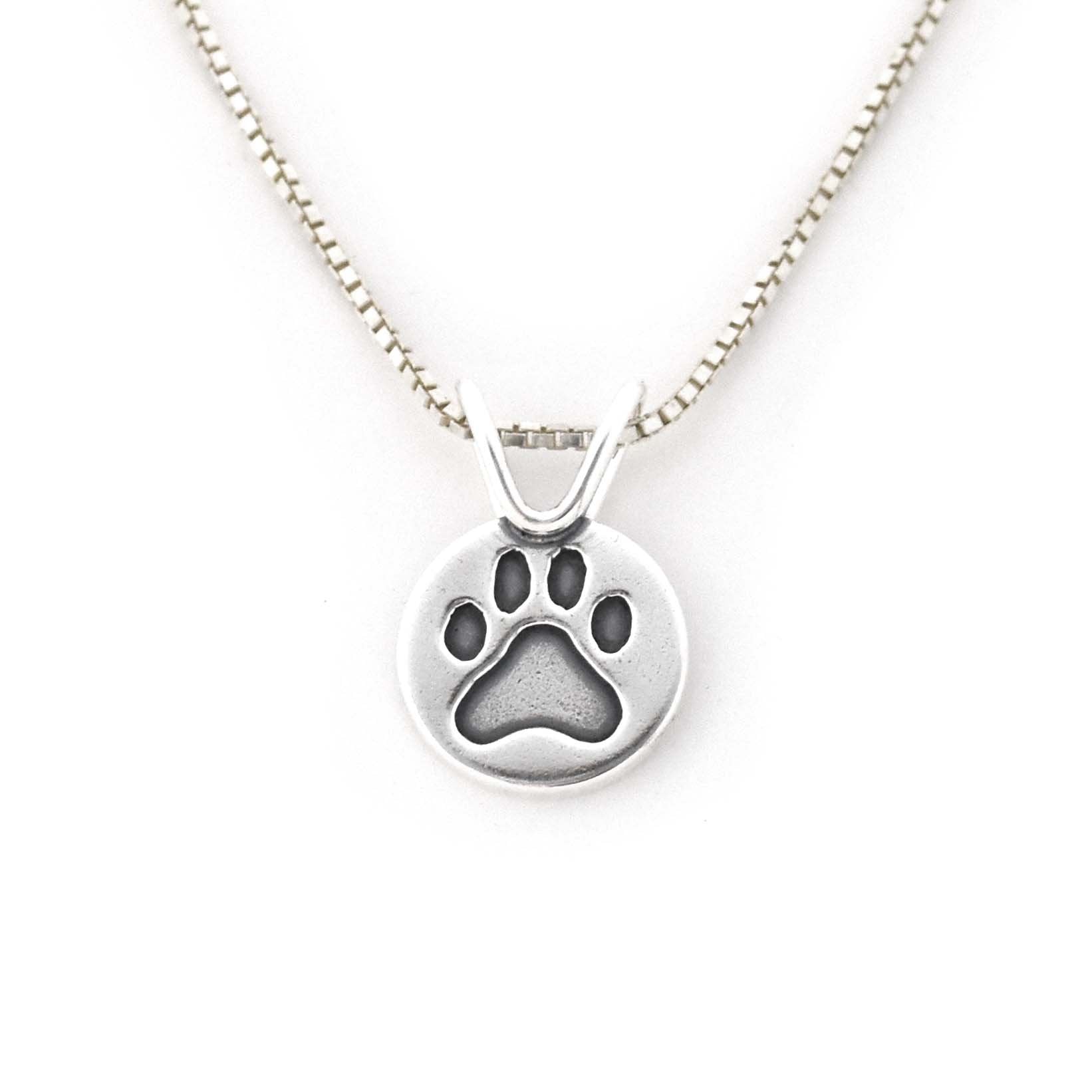 Personalized Silver Paw Print Necklace - Etsy