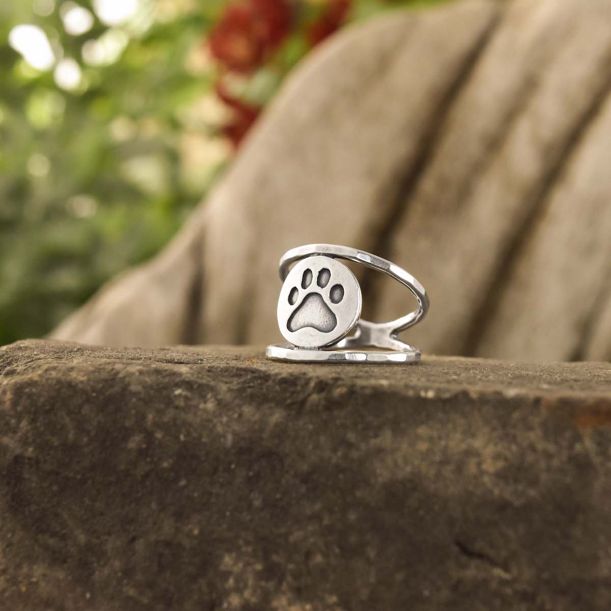 Paw Print Ring, Animal Lover Ring, Dogs Paw Print, Puppy Love Ring in  Sterling Silver, Yellow or Rose Gold, Puppy Initial Ring for Woman - Etsy