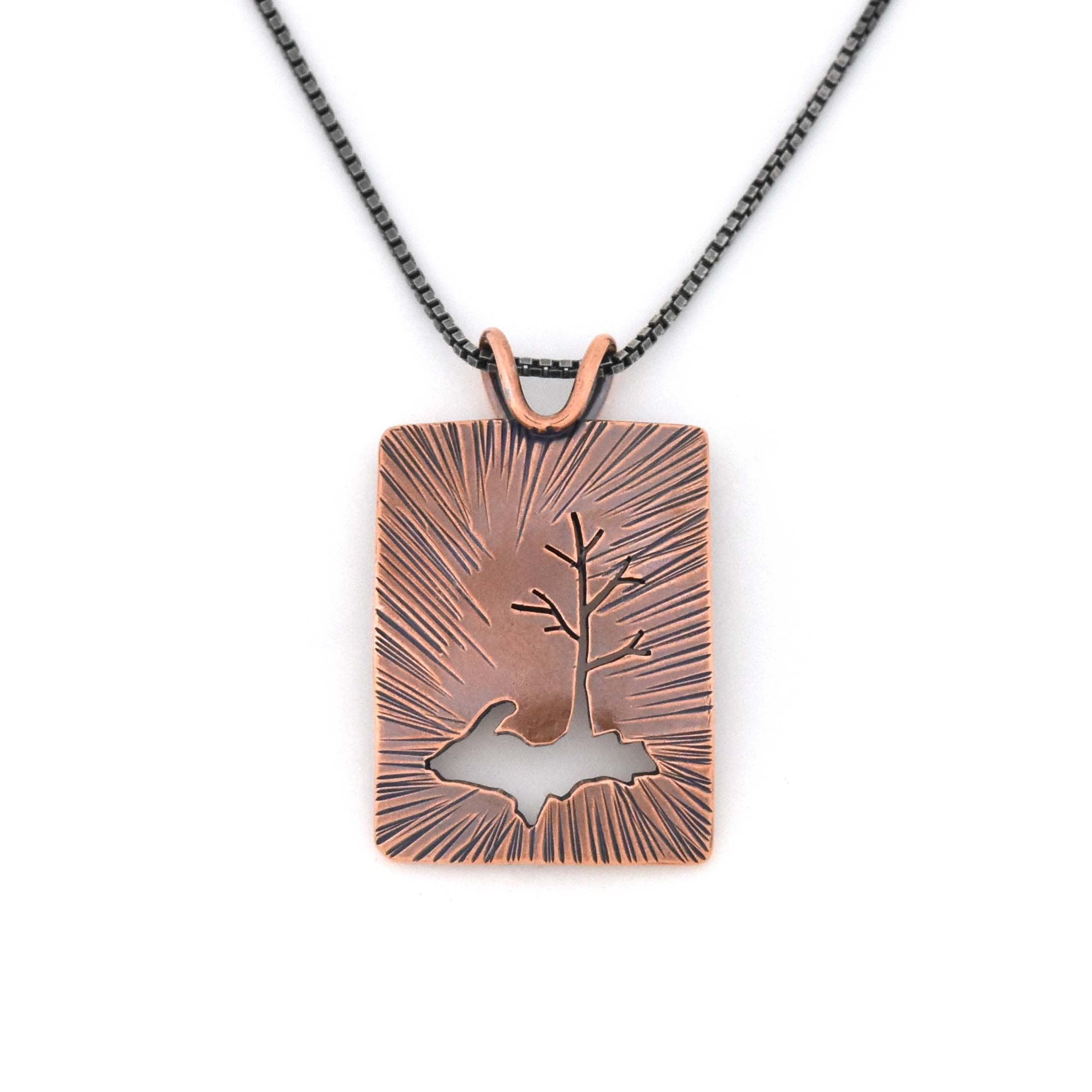 Radial Upper Peninsula Family Tree Copper Pendant - Copper Pendant   3227 - handmade by Beth Millner Jewelry