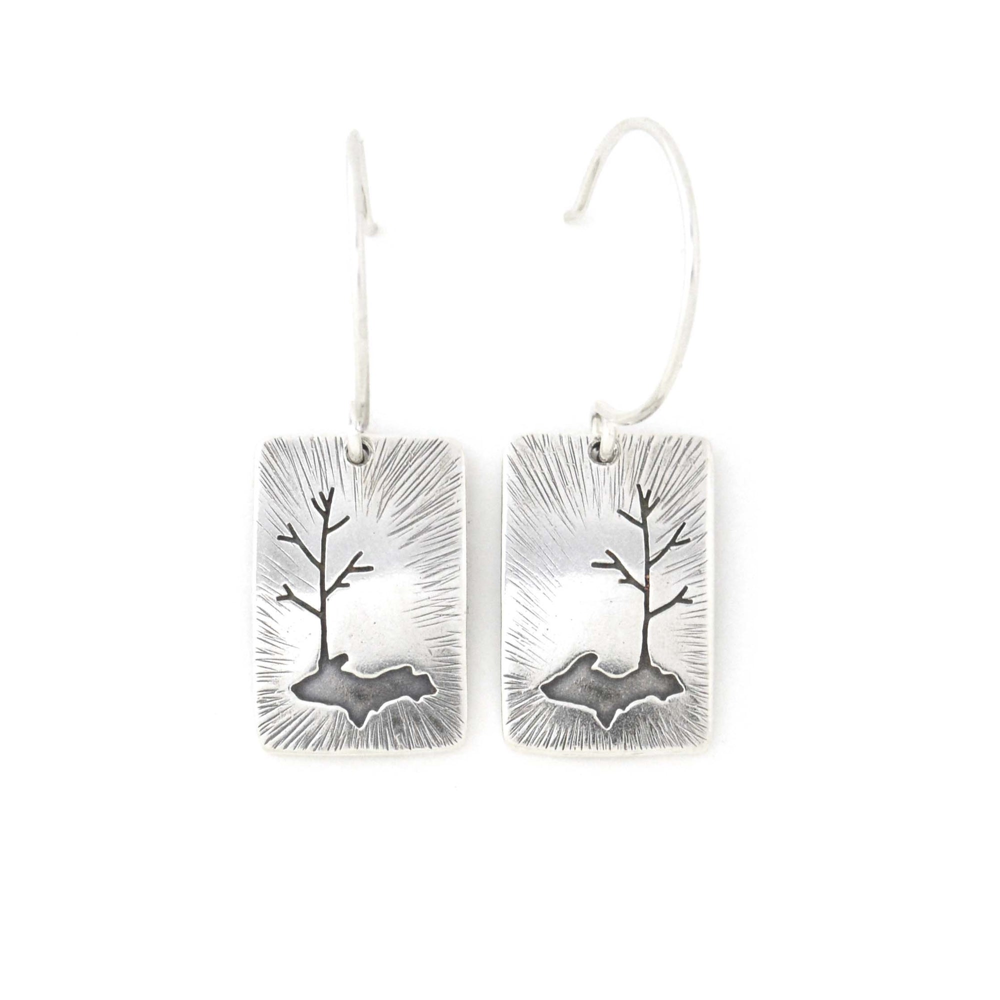 Radial Upper Peninsula Family Tree Silver Earrings - Silver Earrings   3855 - handmade by Beth Millner Jewelry