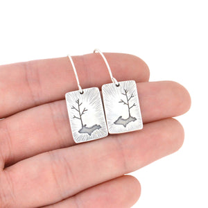 Radial Upper Peninsula Family Tree Silver Earrings - Silver Earrings   3855 - handmade by Beth Millner Jewelry