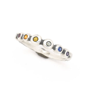 Silver Rainbow Pride Ring - Fundraiser for UP Rainbow Pride - Wedding Ring  Select Size  4 6176 - handmade by Beth Millner Jewelry