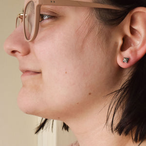 Raw Diamond Post Earrings No. 2 - Silver Earrings   5786 - handmade by Beth Millner Jewelry