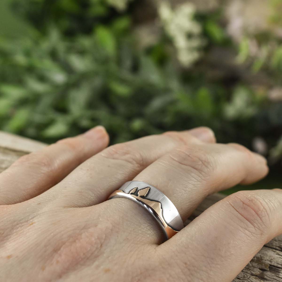 Rose Gold Conifer Couple Ring - Wedding Ring 8mm / Select Size 8mm / 4 2513 - handmade by Beth Millner Jewelry