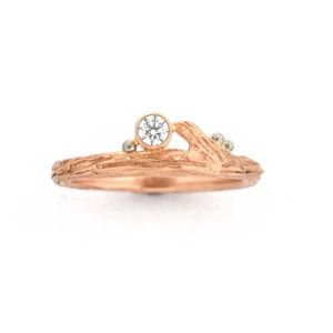 Rose Gold Diamond & Roses Twig Ring - your choice of stone - Wedding Ring  Select Size / Recycled Diamond  4 / Recycled Diamond 3714 - handmade by Beth Millner Jewelry