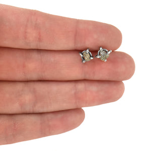 Raw Diamond Post Earrings No. 3 - Silver Earrings   5787 - handmade by Beth Millner Jewelry