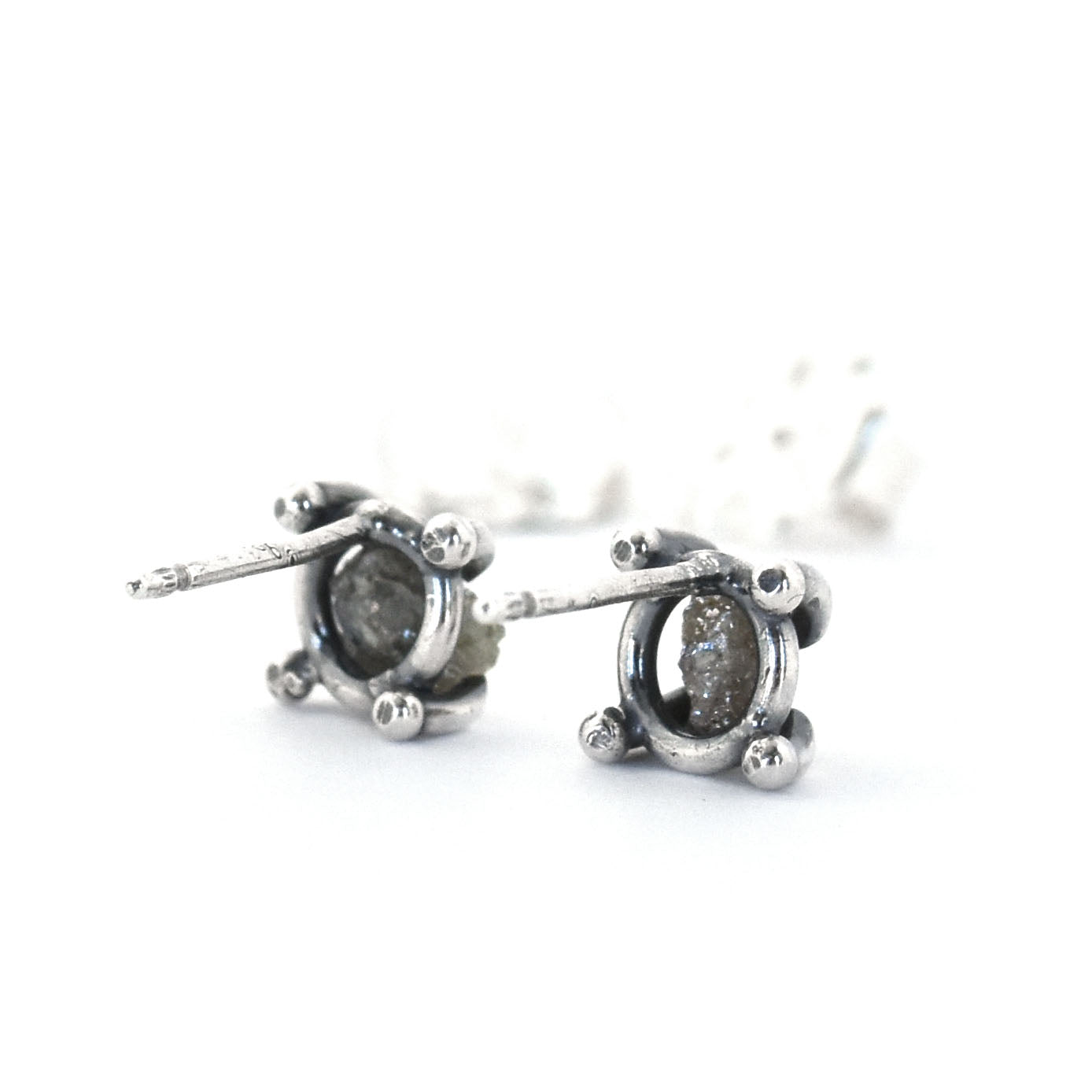 Raw Diamond Post Earrings No. 3 - Silver Earrings   5787 - handmade by Beth Millner Jewelry
