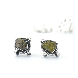 Raw Diamond Post Earrings No. 5 - Silver Earrings   5789 - handmade by Beth Millner Jewelry