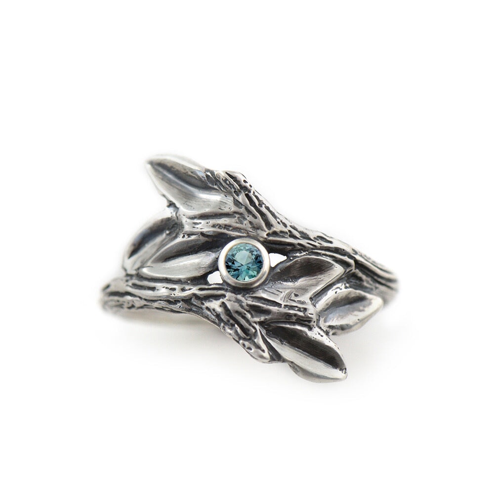 Silver Entwined Branches Twig Ring - your choice of stone - Wedding Ring  Recycled Diamond  Blue Sapphire 2654 - handmade by Beth Millner Jewelry
