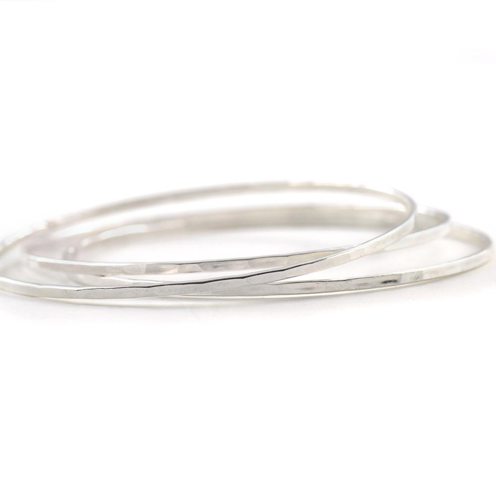 Single Silver Hammered Bangle - Bracelet  Small  Medium 0790 - handmade by Beth Millner Jewelry