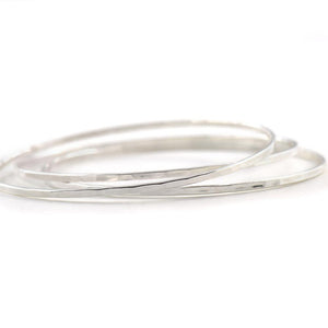Single Silver Hammered Bangle - Bracelet  Small  Medium 0790 - handmade by Beth Millner Jewelry
