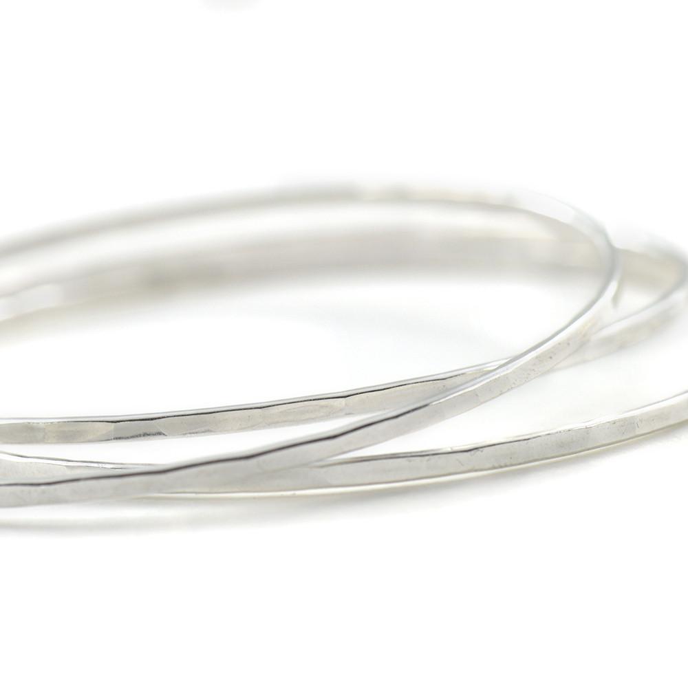 Single Silver Hammered Bangle - Bracelet Small Medium 0790 - handmade by Beth Millner Jewelry