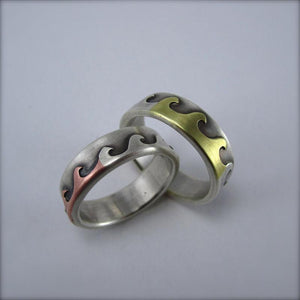 Mixed Metal Wave Ring Size 9.5 - Wedding Ring  9.5   0242 - handmade by Beth Millner Jewelry