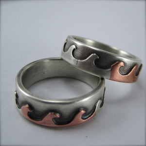 Mixed Metal Wave Ring Size 9.5 - Wedding Ring  9.5   0242 - handmade by Beth Millner Jewelry