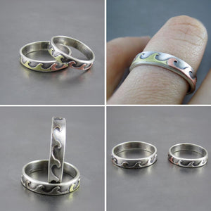 Mixed Metal Wave Ring Size 9.5 - Wedding Ring  9.5   0242 - handmade by Beth Millner Jewelry