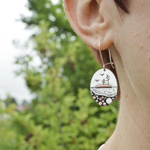 Small Picnic Rocks Earrings - Mixed Metal Earrings   3497 - handmade by Beth Millner Jewelry