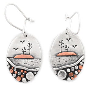 Small Picnic Rocks Earrings - Mixed Metal Earrings   3497 - handmade by Beth Millner Jewelry