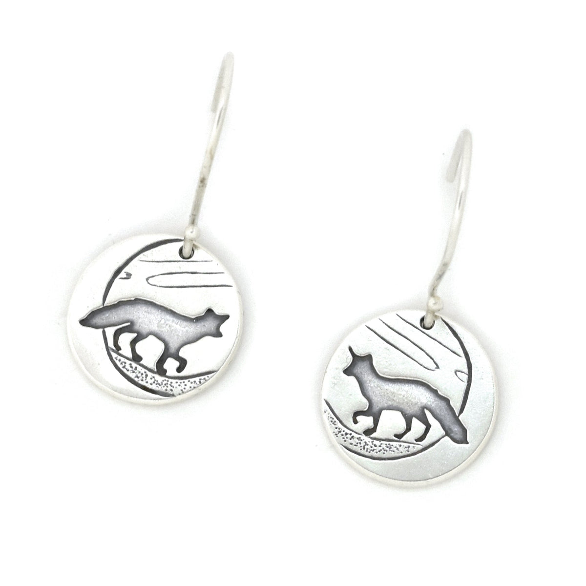 Small Silver Fox Earrings - Silver Earrings   6992 - handmade by Beth Millner Jewelry