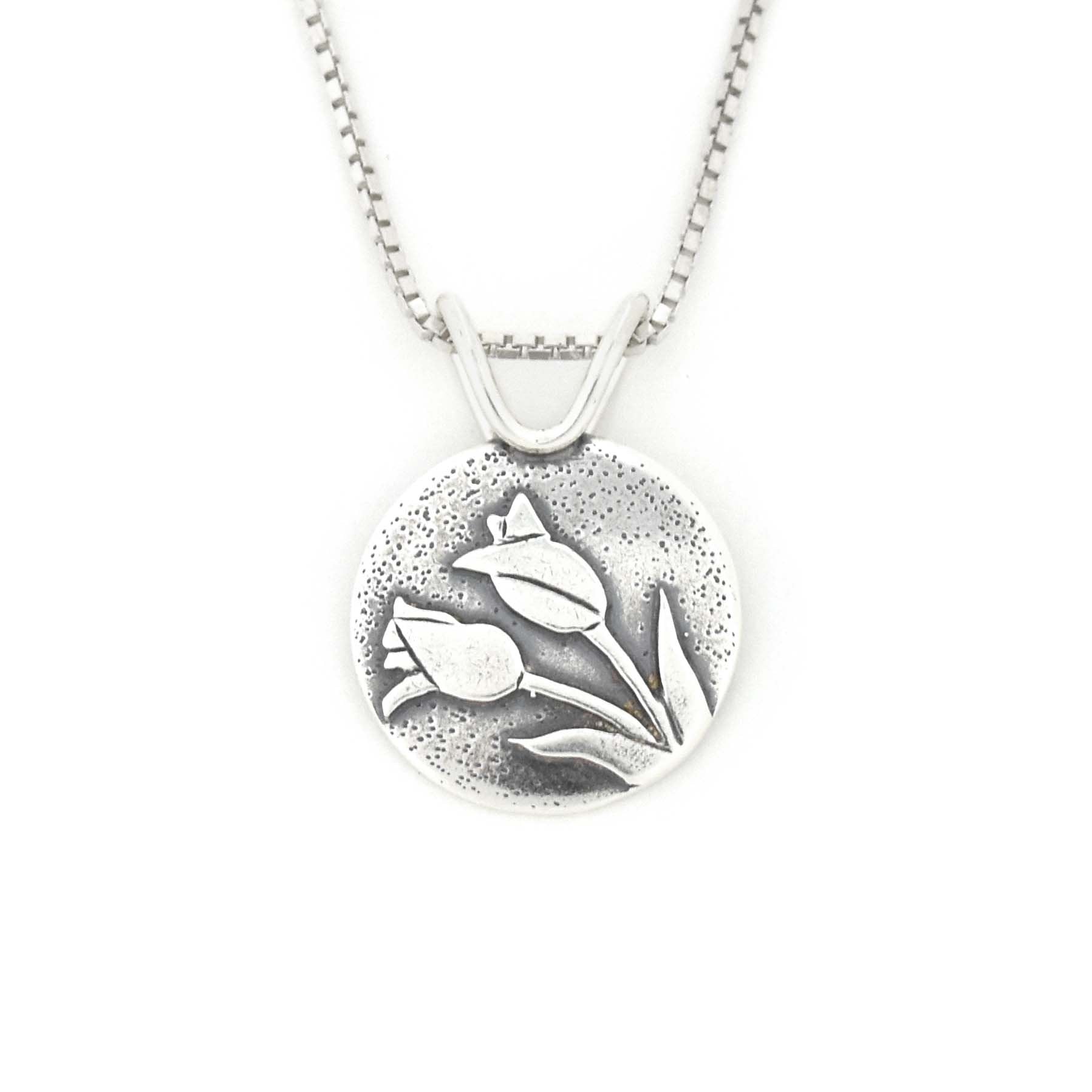 Small Tulip Bouquet Pendant - Silver Pendant   5489 - handmade by Beth Millner Jewelry