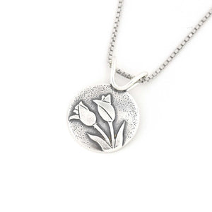 Small Tulip Bouquet Pendant - Silver Pendant   5489 - handmade by Beth Millner Jewelry