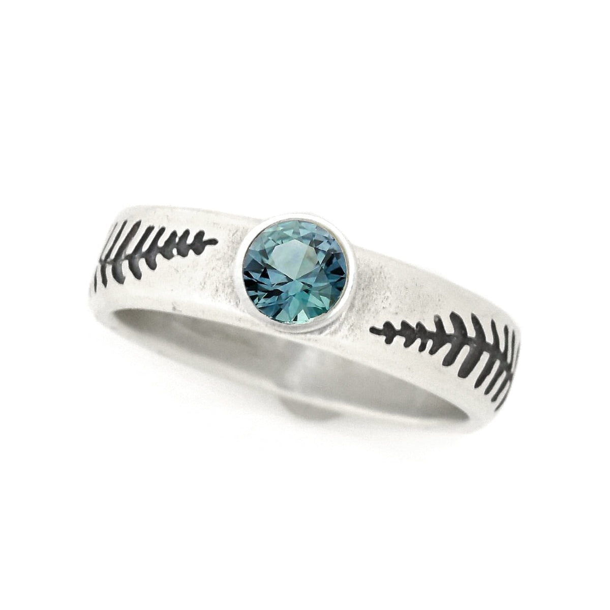 Sparkling Fond Fern Ring - your choice of 5mm stone - Wedding Ring Teal Montana Sapphire Green Montana Sapphire 6982 - handmade by Beth Millner Jewelry
