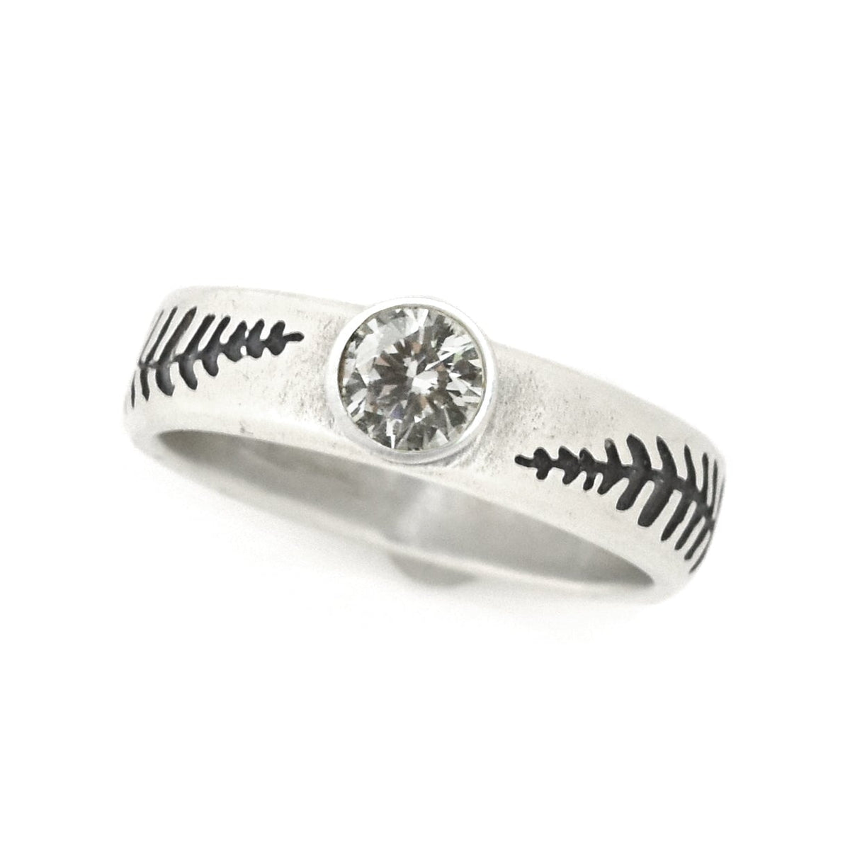 Sparkling Fond Fern Ring - your choice of 5mm stone - Wedding Ring Moissanite Recycled Diamond 6981 - handmade by Beth Millner Jewelry