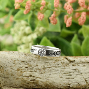 Sparkling Fond Fern Ring - your choice of 5mm stone - Wedding Ring  Recycled Diamond  Conflict Free Diamond 6978 - handmade by Beth Millner Jewelry