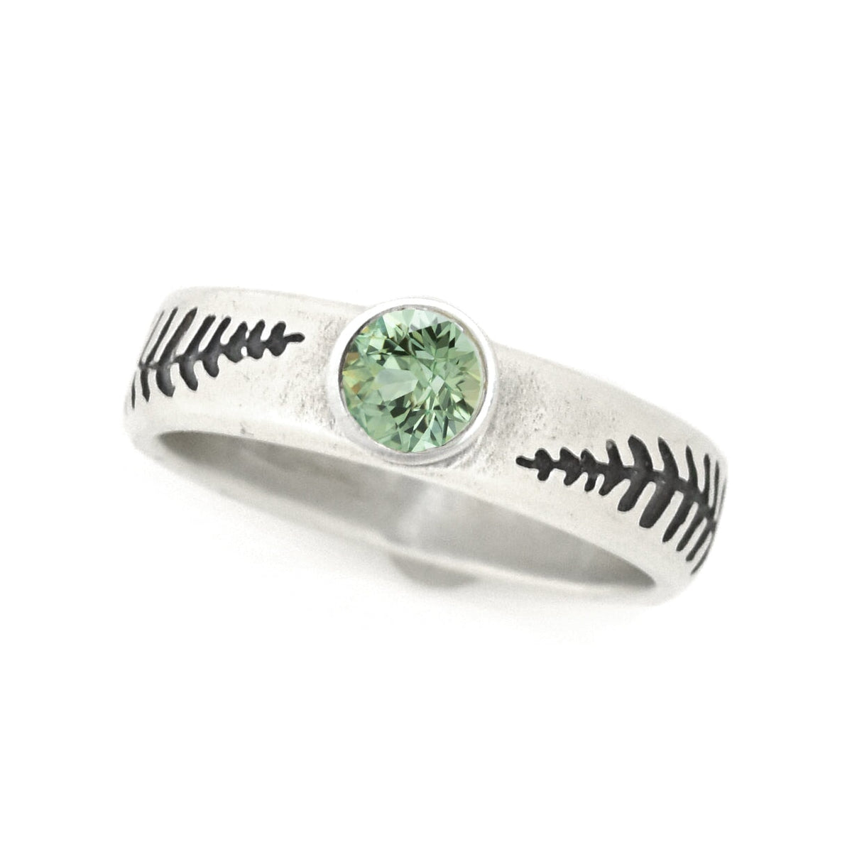 Sparkling Fond Fern Ring - your choice of 5mm stone - Wedding Ring Recycled Diamond Conflict Free Diamond 6978 - handmade by Beth Millner Jewelry
