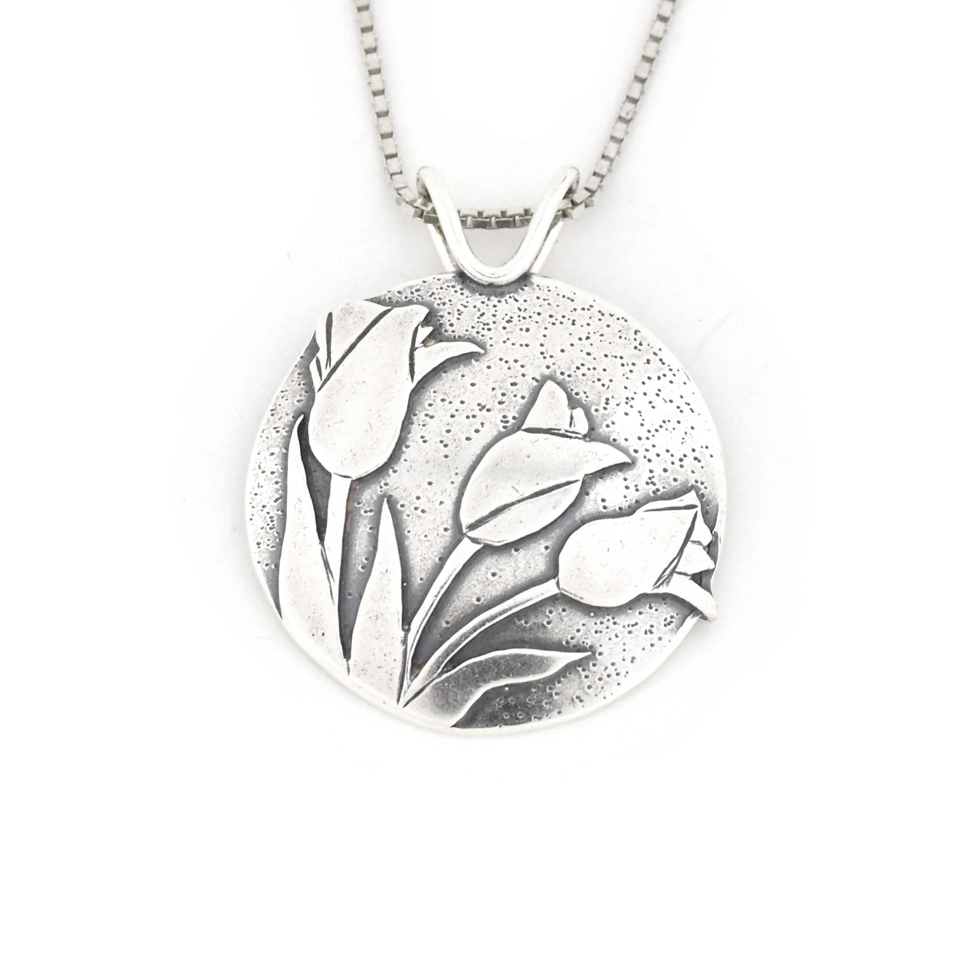 Spring Tulip Pendant - Silver Pendant   5488 - handmade by Beth Millner Jewelry