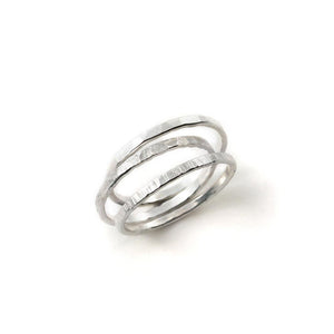 Stacking Sterling Silver Rings Singles - Ring  4.5 Hammered  4.5 Tree Bark 8110 - handmade by Beth Millner Jewelry