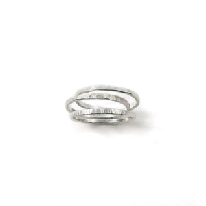 Stacking Sterling Silver Rings Singles - Ring  4.5 Hammered  4.5 Tree Bark 8110 - handmade by Beth Millner Jewelry
