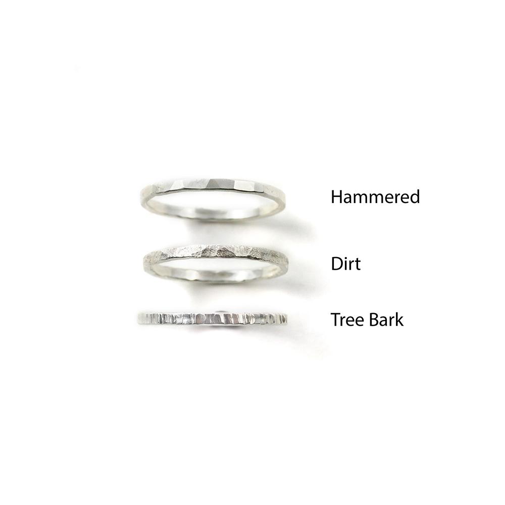 Stacking Sterling Silver Rings Singles - Ring  4.5 Hammered  4.5 Tree Bark 8110 - handmade by Beth Millner Jewelry