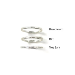 Stacking Sterling Silver Rings Singles - Ring  4.5 Hammered  4.5 Tree Bark 8110 - handmade by Beth Millner Jewelry