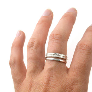 Stacking Sterling Silver Rings Singles - Ring  4.5 Hammered  4.5 Tree Bark 8110 - handmade by Beth Millner Jewelry