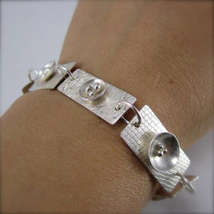 Sterling Silver Domed Disk Bracelet - Bracelet   9068 - handmade by Beth Millner Jewelry