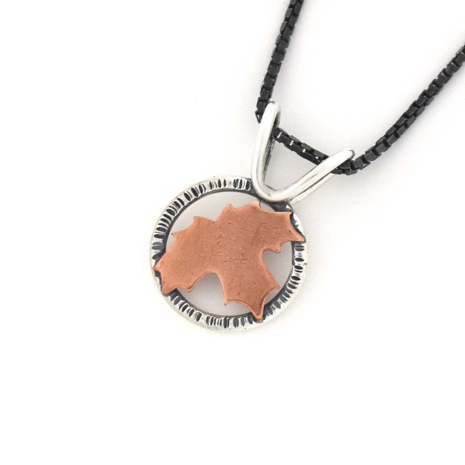 Sugar Maple Leaf Pendant - Mixed Metal Pendant   5263 - handmade by Beth Millner Jewelry