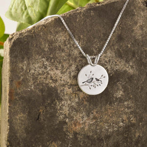 Summer Songbird Duet Pendant - Silver Pendant   3123 - handmade by Beth Millner Jewelry