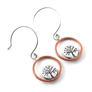 Summer Tree Lentil Hoop Earrings - Mixed Metal Earrings   3179 - handmade by Beth Millner Jewelry