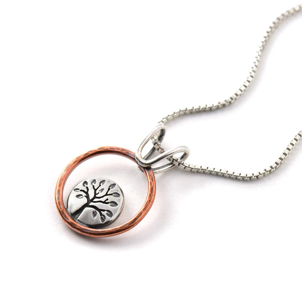 Summer Tree Lentil Pendant - Mixed Metal Pendant   3175 - handmade by Beth Millner Jewelry