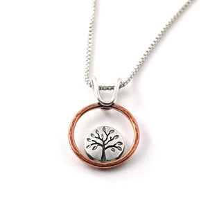 Summer Tree Lentil Pendant - Mixed Metal Pendant   3175 - handmade by Beth Millner Jewelry