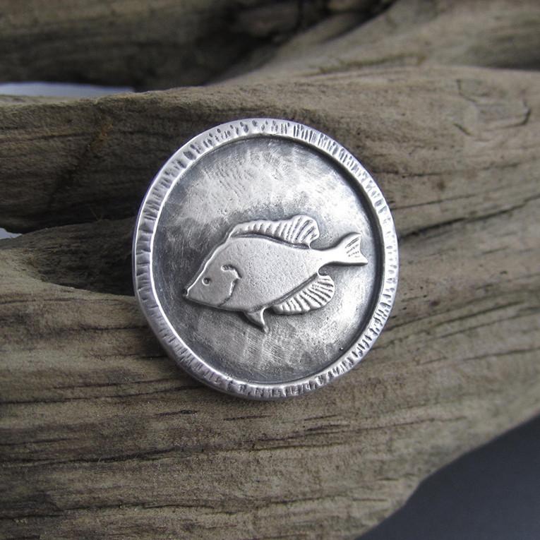 Sunfish Sterling Silver Pin - Pin   2572 - handmade by Beth Millner Jewelry