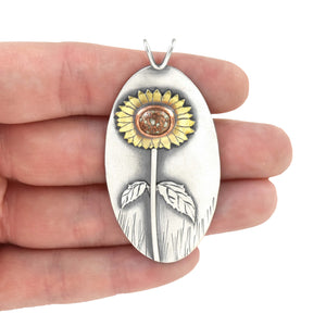 Sunflower Firebrick Wonderland Pendant - Mixed Metal Pendant   5649 - handmade by Beth Millner Jewelry