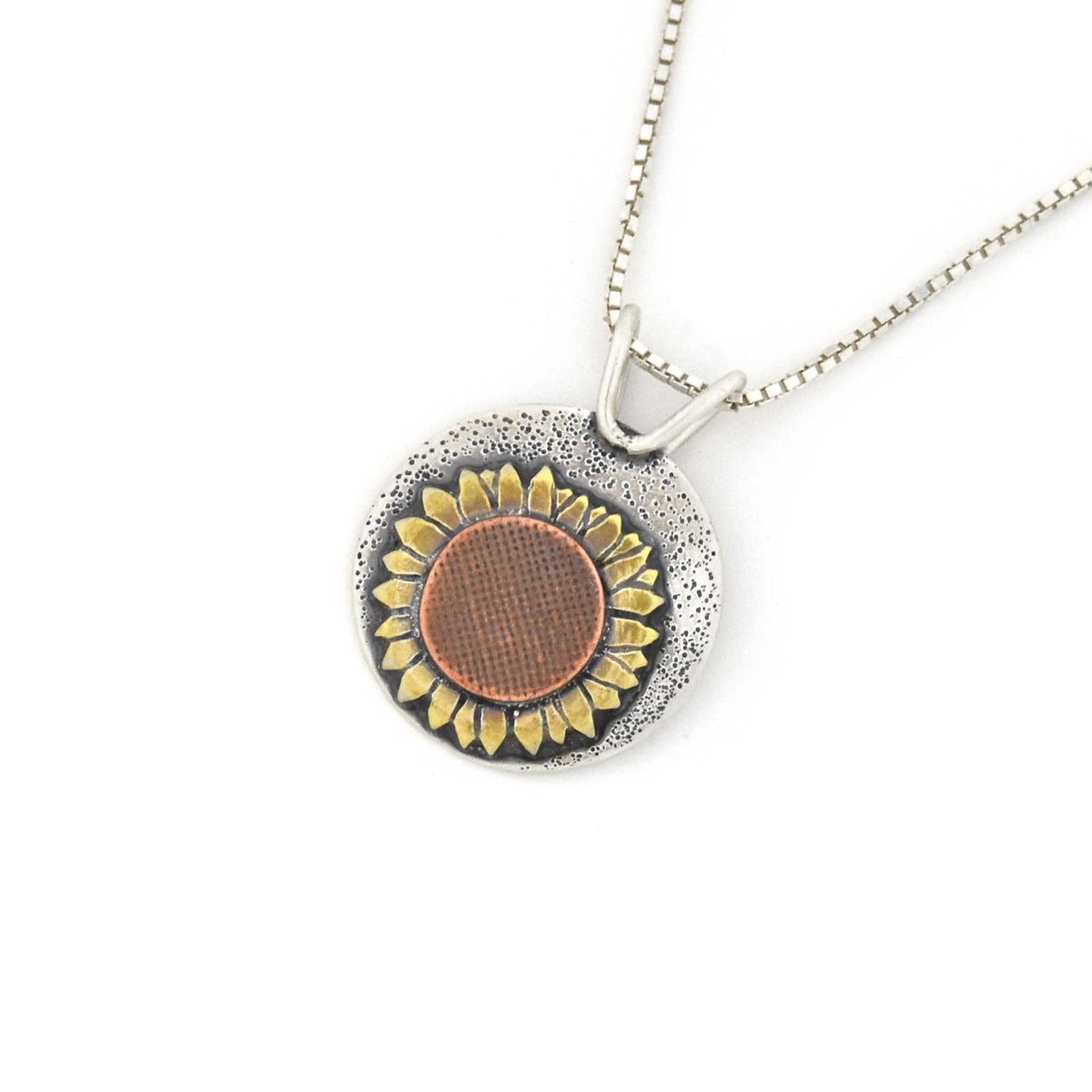 Sunflower Pendant - Mixed Metal Pendant   5640 - handmade by Beth Millner Jewelry