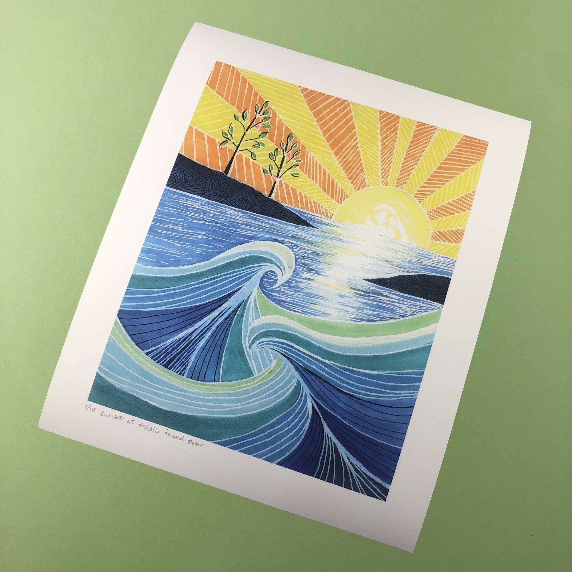Sunset at Middle Island Artist Print - Tree Planting with Purchase - Artisan Goods   5630 - handmade by Beth Millner Jewelry