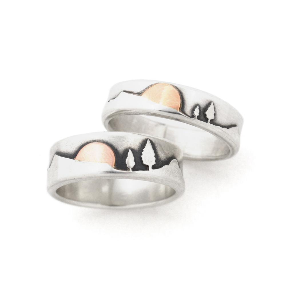 Sunset Mountain Pines Ring - Wedding Ring 6mm / 4 6mm / 4.25 2369 - handmade by Beth Millner Jewelry