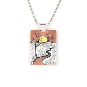Sunset on the Chocolay River Pendant - Mixed Metal Pendant   2722 - handmade by Beth Millner Jewelry