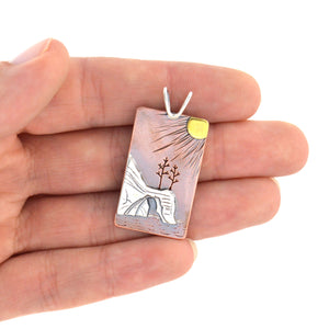 Sunset on the Pictured Rocks Pendant - Mixed Metal Pendant   3871 - handmade by Beth Millner Jewelry